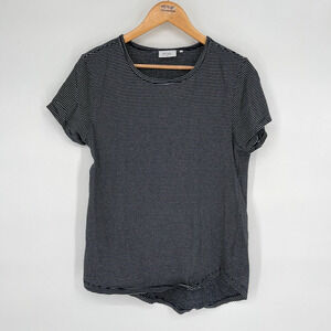 FOIL Organic Cotton Striped Top M High-Low Hem Minimalist Casual Costal Parisian
